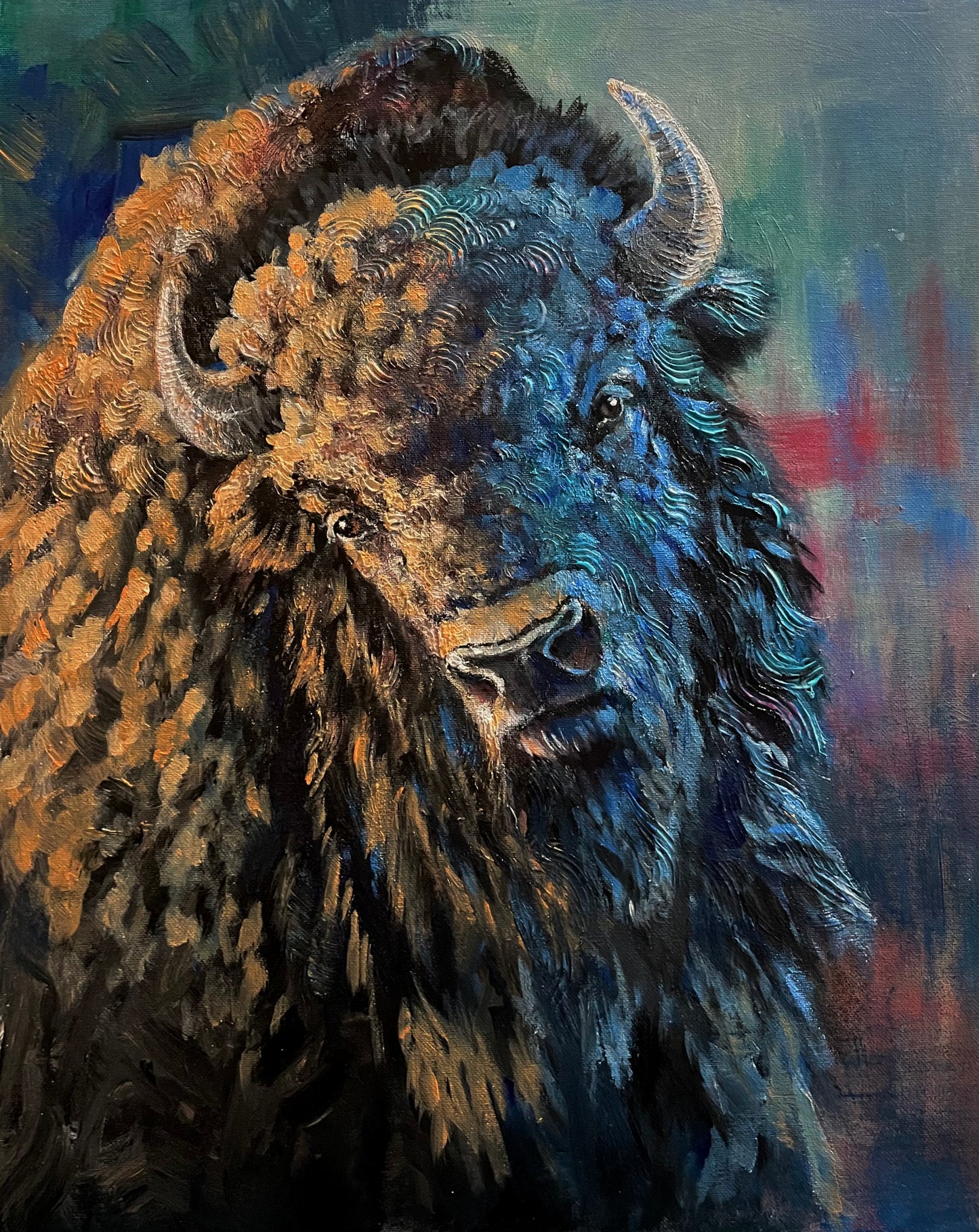 5X7 Colorful Abstract Wildlife Buffalo Greeting Cards