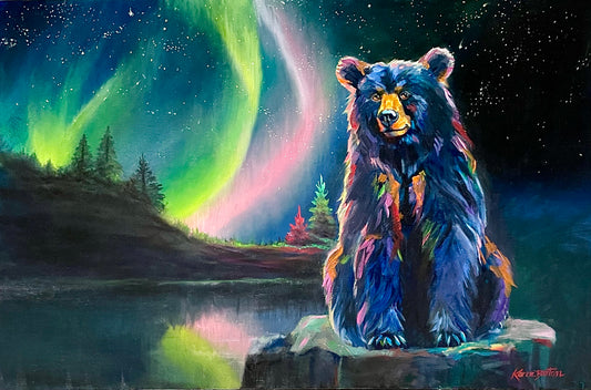 Aurora Bear Original Oil Painting (24" x 36")