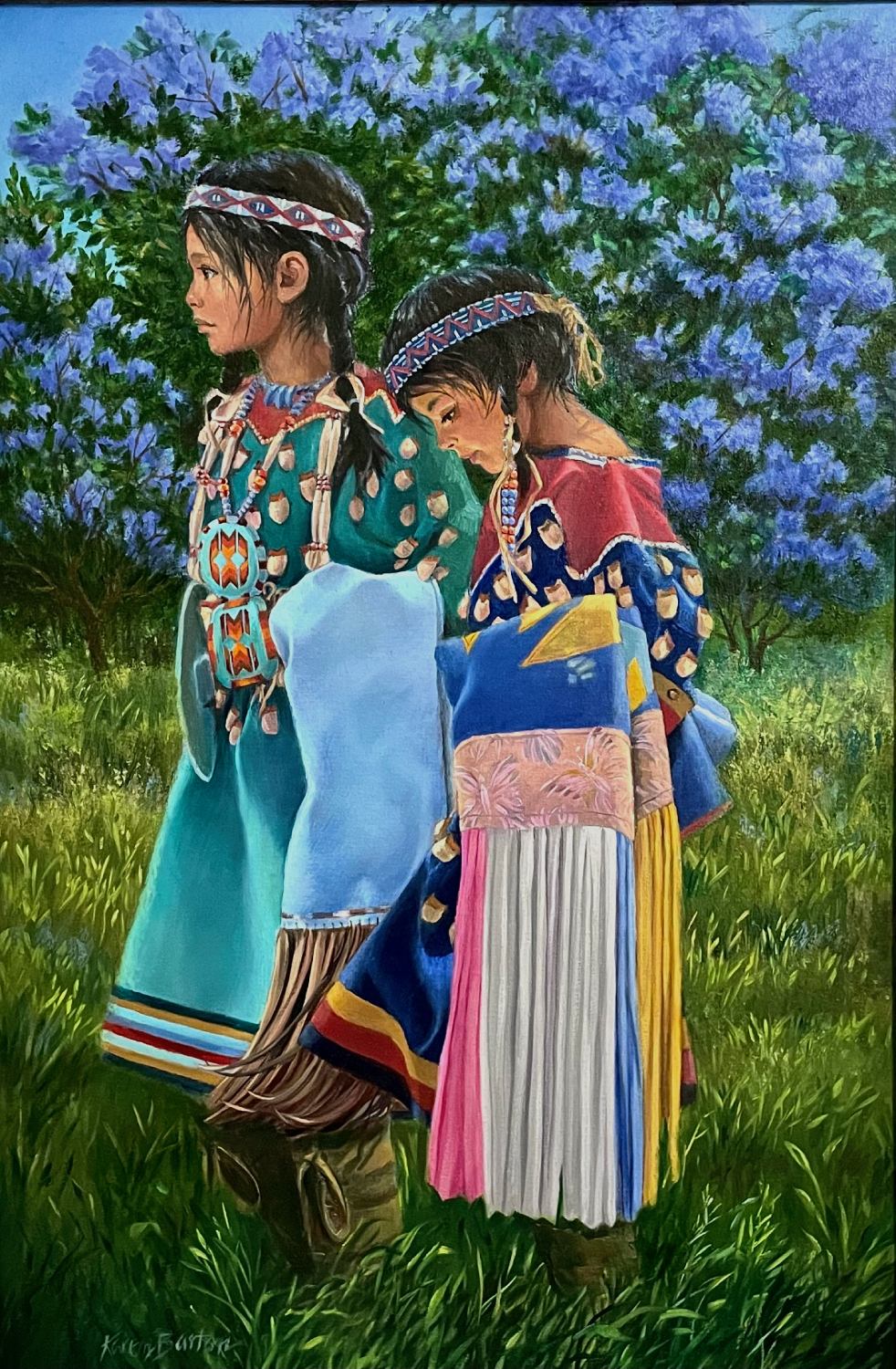Native Sisters original oil painting