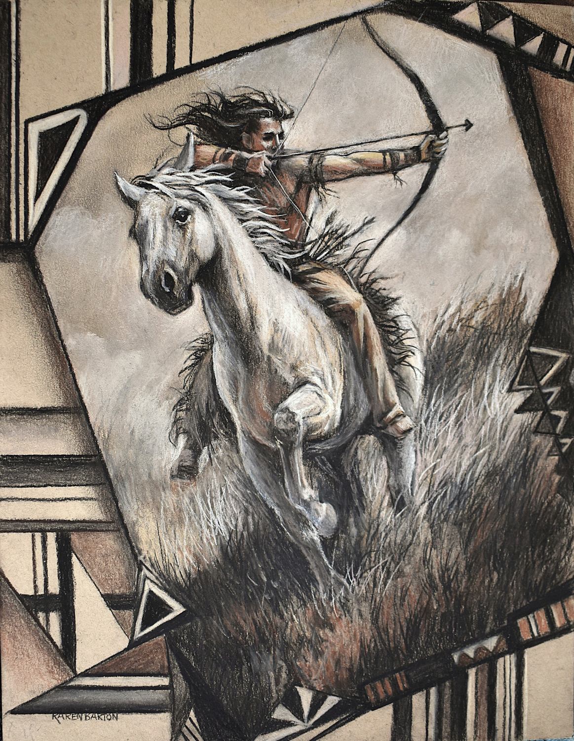 Kill Shot | Native American Archer on Horseback Drawing (11x14 Original)