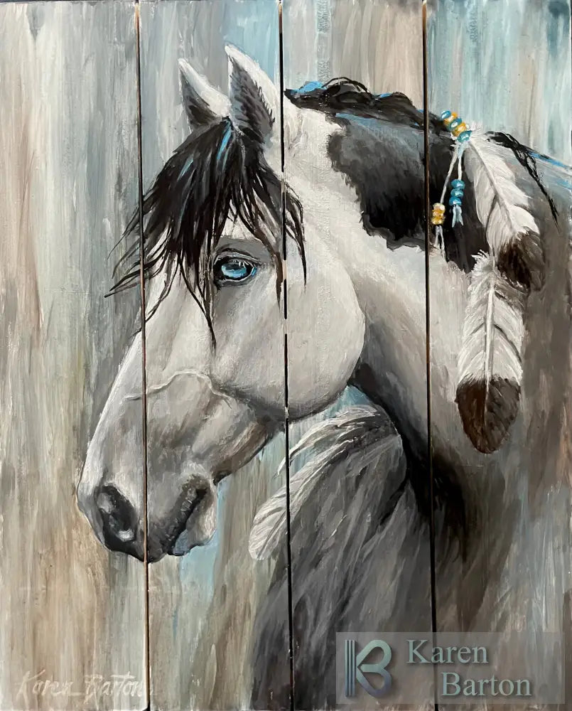 ’Eyes Of Blue’ – Original Acrylic Painting By Karen Barton (12’’ X 16’’) Orignal Painting